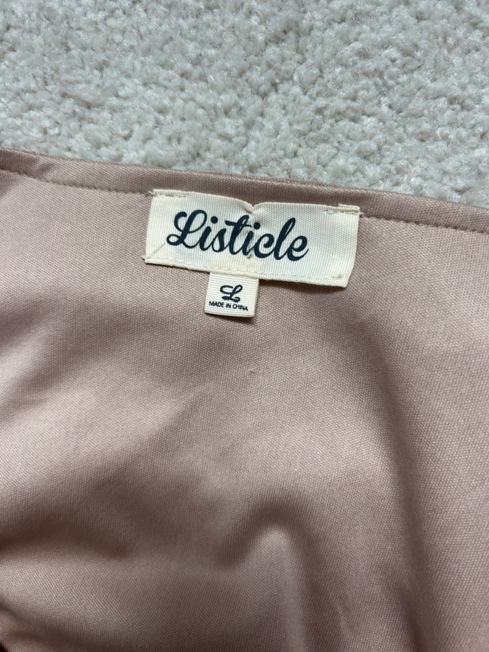 Listicle Boho Blush 3/4 Sleeve Button-Front Dress with Pom-Pom Details, Size L - Picture 6 of 12